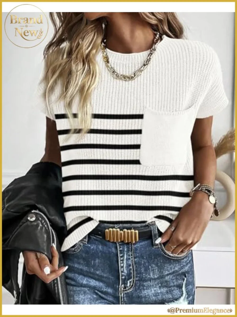 Women's Short Sleeve Cotton Crochet Sweater Top Crew Neck Casual Knit Pullover